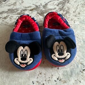 Disney Blue and Red Mickey Mouse Slippers Plush Indoor Shoes